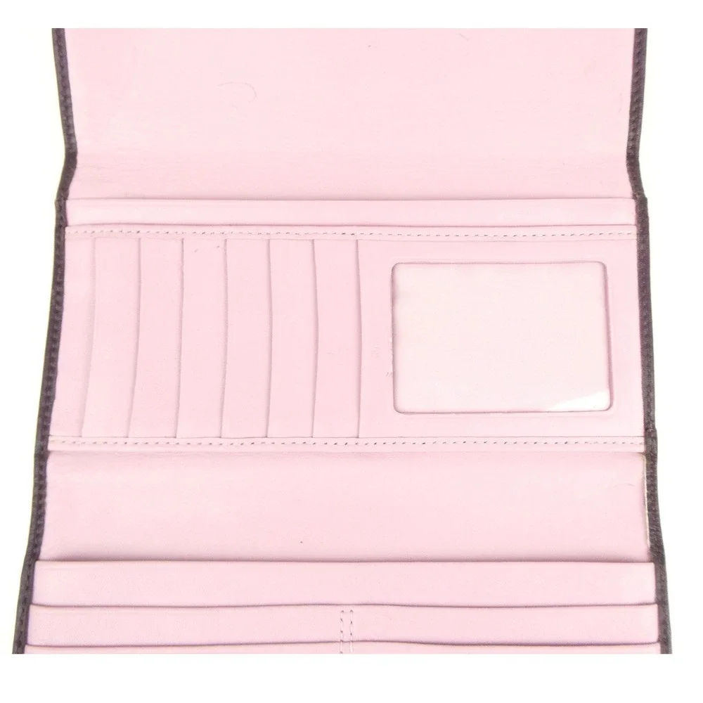 Coach Purple Leather Trifold Checkbook Wallet